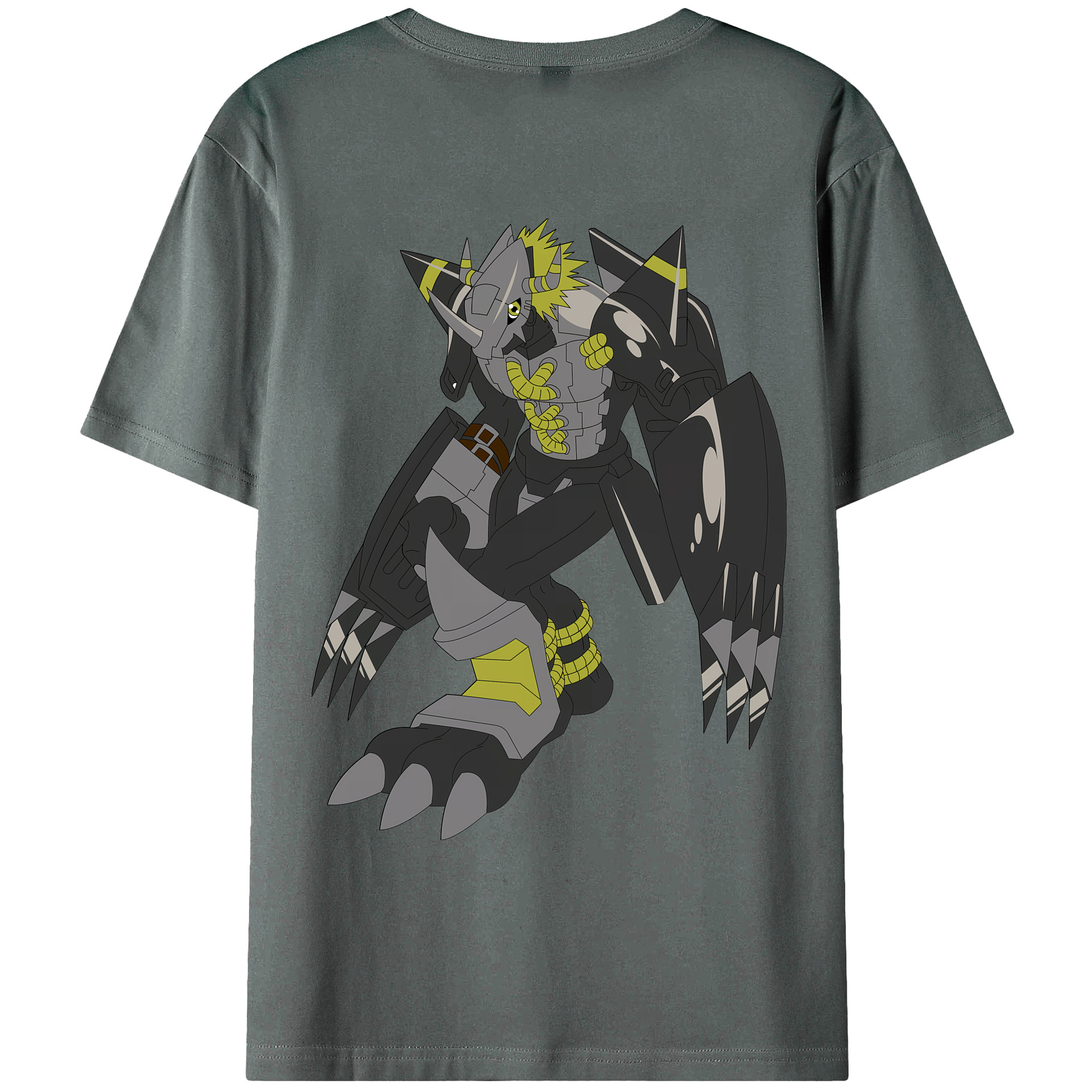 （画像用） Digimon デジタルモンスター/デジモン 綿100％ メンズ半袖Tシャツ（バックプリント） 通気性